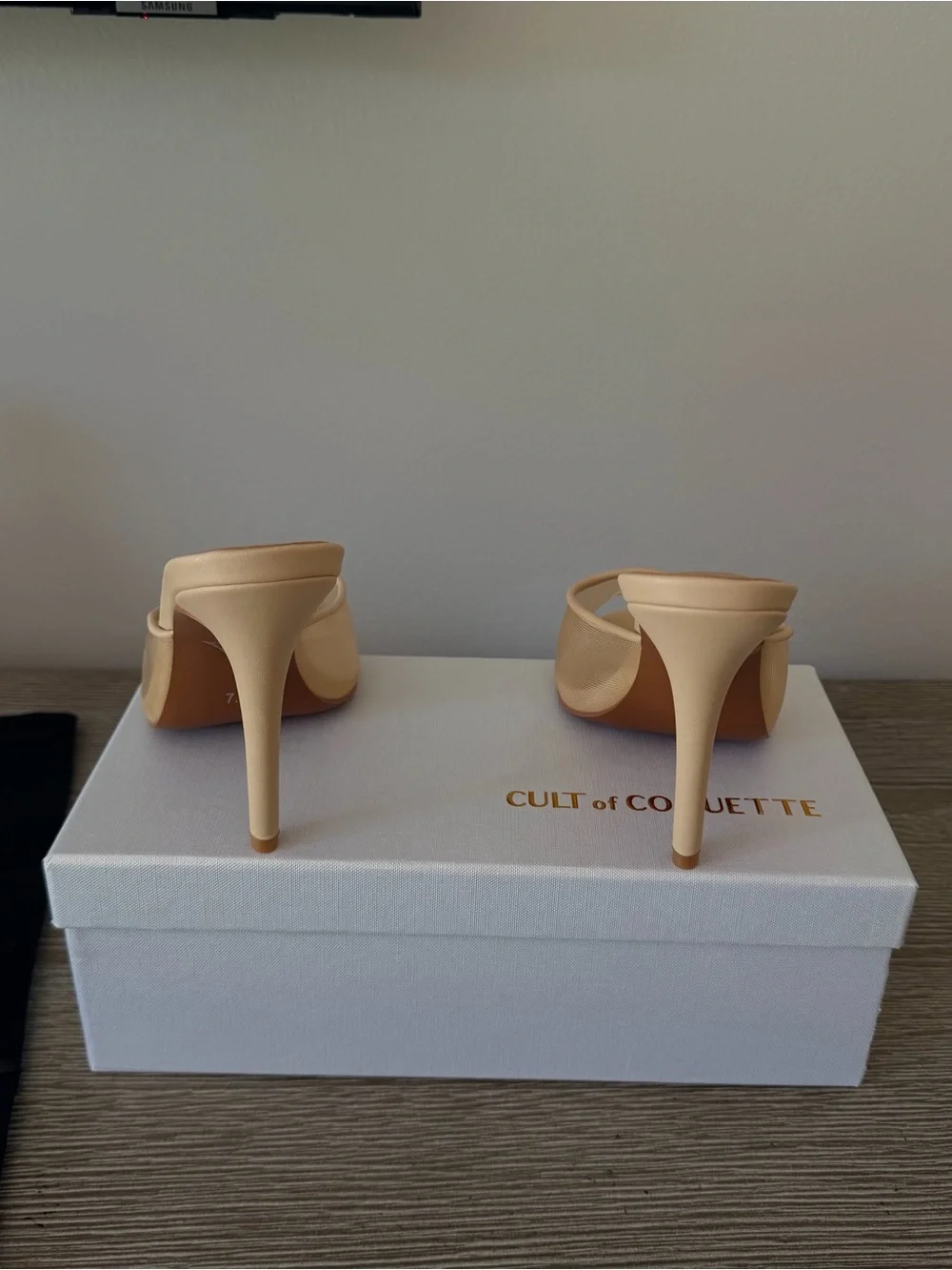 Nude Mesh Open-Toe Stiletto Mule. Brand new! ✨